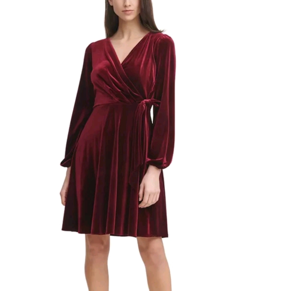 Karl Lagerfeld Paris Velvet Side-Tie Shift Women's Dress Size Sz 8 Holiday